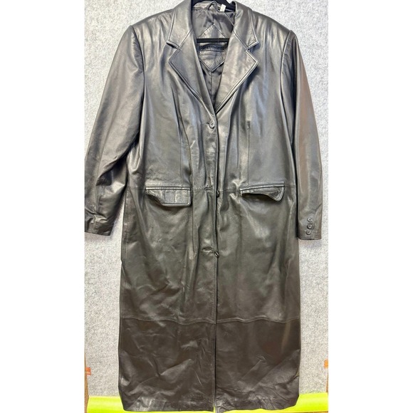 Preston & York Other - Preston & York Black Leather Long Coat Duster Vintage Men's Size XL